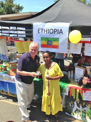 COUNCILMAN Tom LaBonge was treated to an authentic Ethiopian coffee ceremony.