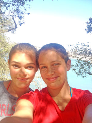 BEST FRIENDS Merryn Forbes and Isabella Lovatelli went on a camping trip to Lake Cachuma.