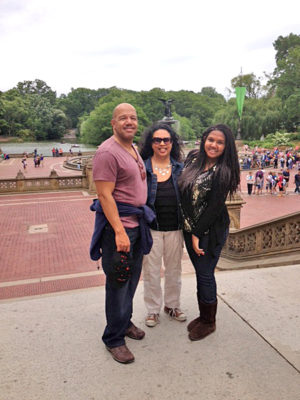 ALLEGRA HENNINGTON strolled through New York's Central Park with parents Marshall and Lorna.