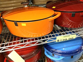 COOKWARE includes colorful Dutch ovens.