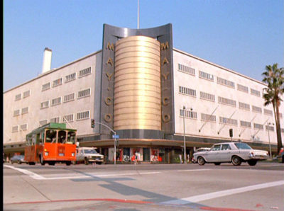 MAY COMPANY, with its perfume bottle facade, opened in Miracle Mile in 1939. The department store was the shopping destination for gym clothes to televisions.
