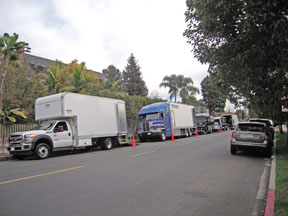 VAN NESS AVE. HOME was the scene of filming of a Radio Shack commercial. Eleven trucks on Van Ness and Second Ave. housed equipment, wardrobe and catering supplies.
