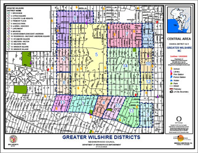 MAP of are covered by the Greater Wilshire Community Council.