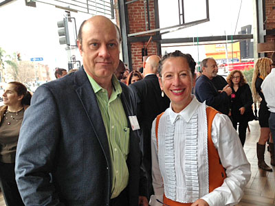 NANCY SILVERTON at opening with restaurant critic Alain Gayot.