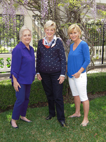 GARDEN TOUR co-chairs, from left, Suz Landay and Fluff McLean are shown with Lisa McRee, whose Windsor Square garden is one of four featured at the fundraising  event on Sun., April 27. 