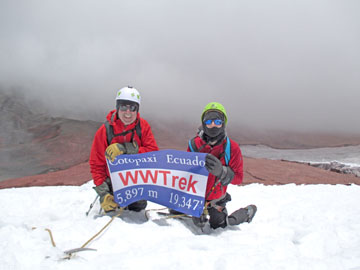 DR. ART ULENE and his 13-year-old grandson, Clay Skaggs at 17,300 feet.