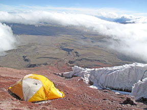 “IT LOOKS scarier than it was,” Dr. Ulene says of their camp site near the summit.