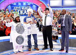 Show #4157 --Lorna Tate (left) of Beverly Hills, Christopher Crocker (center) of Park Hills, MO and Kenneth Ganzel of Granada Hills, CA all react as host Wayne Brady explain their deal, when Publishers Clearing House visits LET'S MAKE A DEAL for a special week of giveaways airing May 10 (check local listings) on the CBS Television Network. Photo: Cliff Lipson/CBS ÃÂ©2013 CBS Broadcasting, Inc. All Rights Reserved.