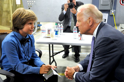 REPORTER Lucas Fuhrer with the Vice President.