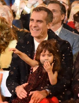 MAYOR Eric Garcetti and his daughter, Maya Juanita, were at the opening festivities.