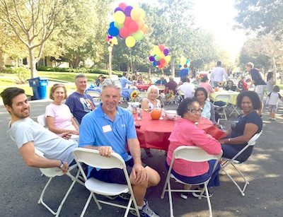 SOME FRIENDS and neighbors at Lucerne block party include Top left, from left to right, Charlie Meyer, Christine Meyer (in pink), John Jameson, Carl Meyer (in blue shirt in front), Bella Melikian, Veronica Mendez, Millie Mendez and Virtudes Perez.