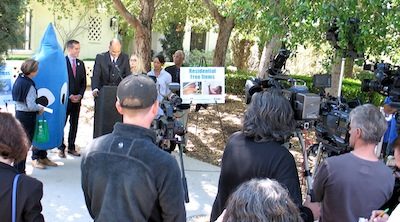 BIG PRESS Turnout for Mayor Garcetti Water Conservation Press Conference in Fremont Place with GWNC Leaders