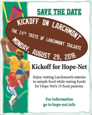 SAVE THE DATE for the Taste of Larchmont tailgate party.