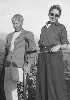 M.F.K. FISHER (right) and Dillwyn Parrish in Hemet, CA, circa 1941-1942. Photo courtesy of Counterpoint Press, Berkeley, CA