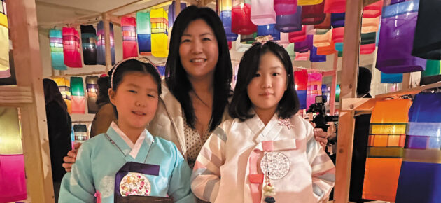 Exhibit of silk lanterns relate to the hanbok at the Korean Cultural Center