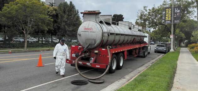 City sucks out asphalt underneath around Hancock Park